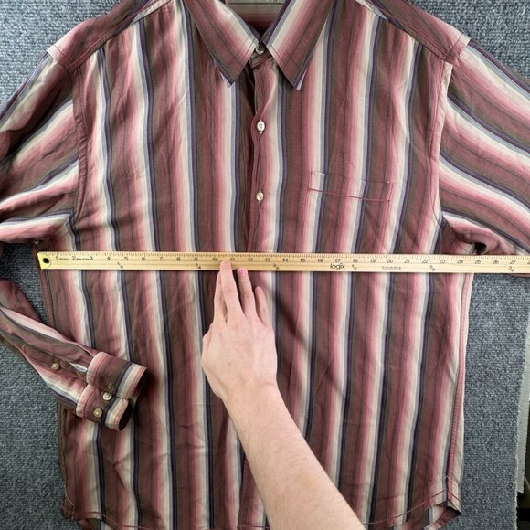 Tommy Bahama Long Sleeve Silk Tencel Blend Button Up Shirt Striped Red Beige XL - Picture 5 of 14
